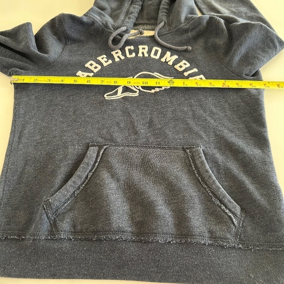 A&F Abercrombie & Fitch Sz S Navy Blue Logo Graphic Hoodie White Long Sleeve Sof - Picture 3 of 9